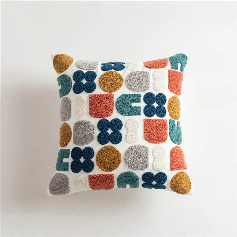 Scandinavian Geometric Cotton Embroidered Pillow Cover - Eclatliving Furniture