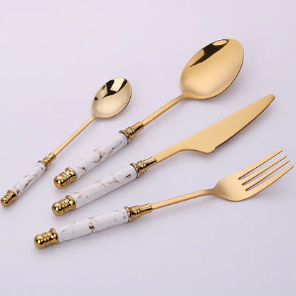 Nordic Ceramic Handle Stainless Steel Cutlery Set - Eclatliving Kitchen & Dining
