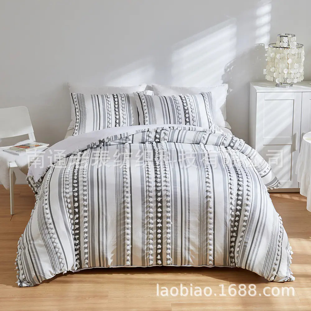 Cross-Border Manufacturer Solid Color Bedding Set (3 Pieces)