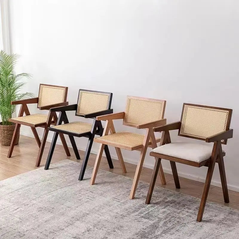 Nordic Solid Wood Rattan Chair - Eclatliving Furniture