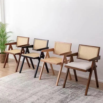 Nordic Solid Wood Rattan Chair - Eclatliving Furniture