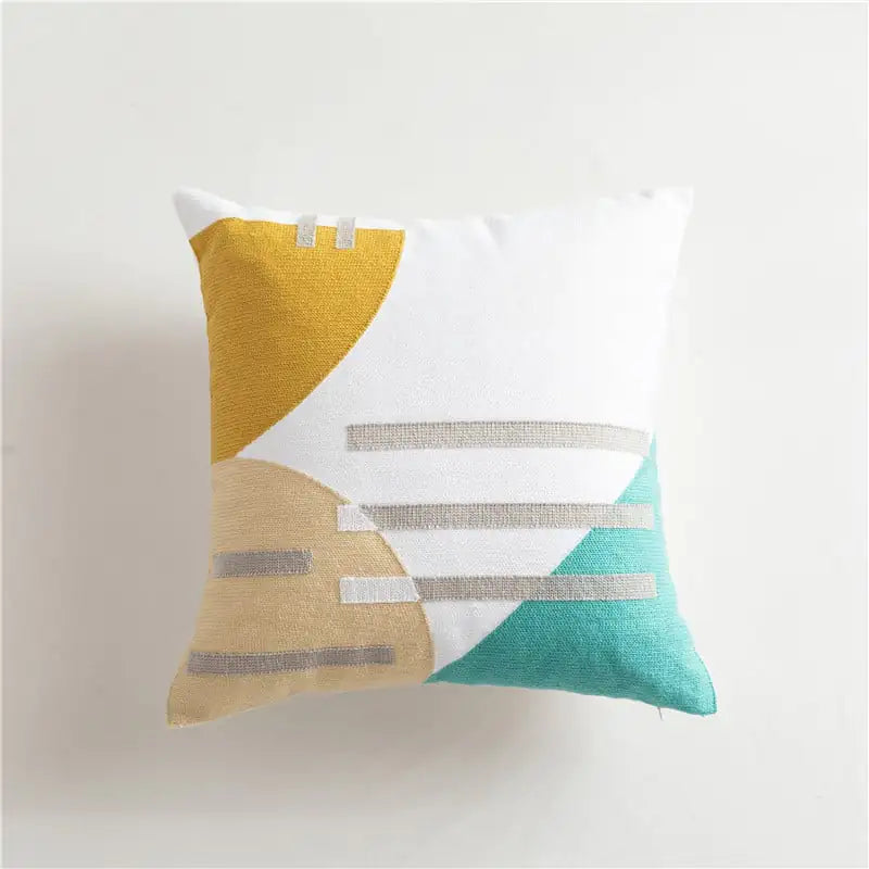 Scandinavian Geometric Cotton Embroidered Pillow Cover - Eclatliving Furniture