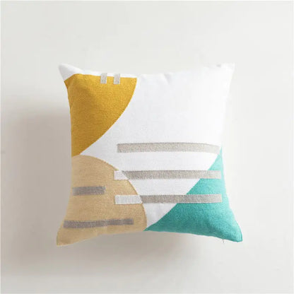 Scandinavian Geometric Cotton Embroidered Pillow Cover - Eclatliving Furniture