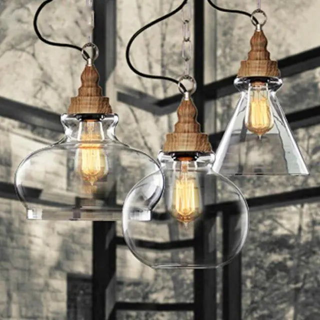 Nordic Rustic Transparent Glass Pendant Lamp - Eclatliving Lighting
