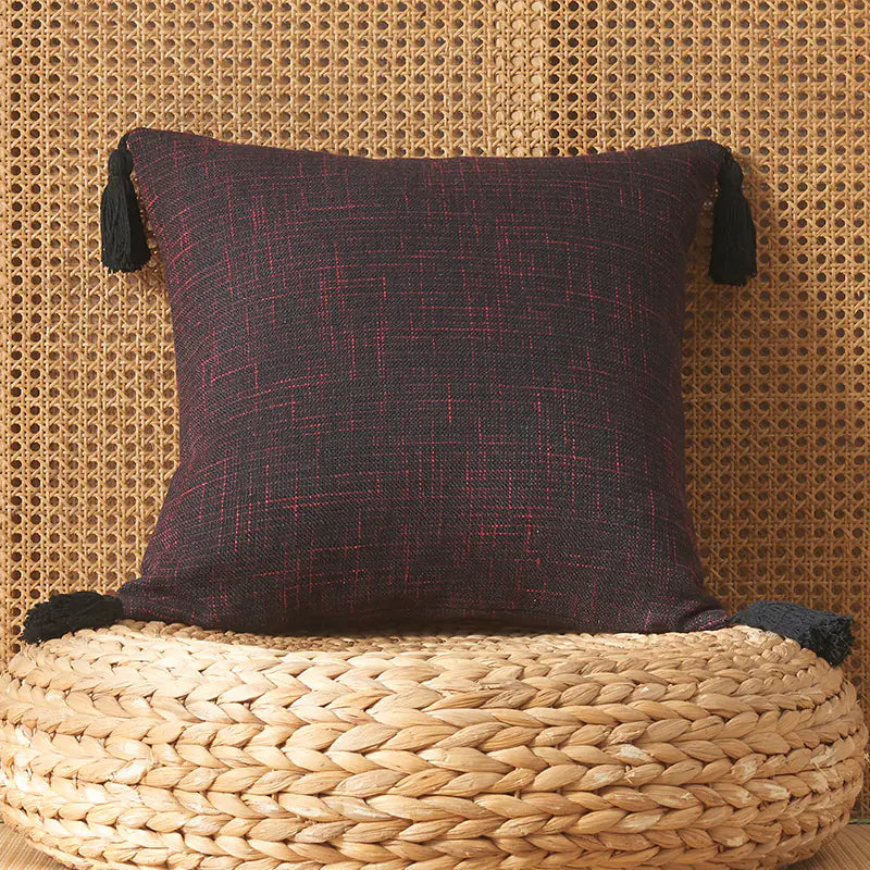 Japanese Cotton Linen Tassel Pillowcase - Square Cover
